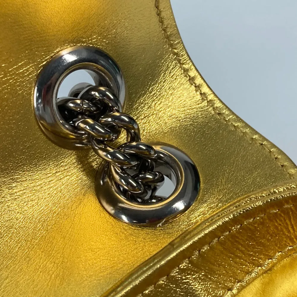 GUCCI Shoulder Bag 446744 Sequin / Leather Yellow Gold GG Marmont Sequin Women Used
