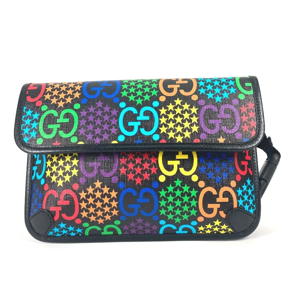 GUCCI Sling bag 598113 Leather / PVC multicolor GG Supreme psychedelic belt bag mens Secondhand