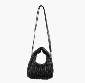 H-MIU QUILTED POUCH DESIGN W/CROSSBODY STRAP - BLACK