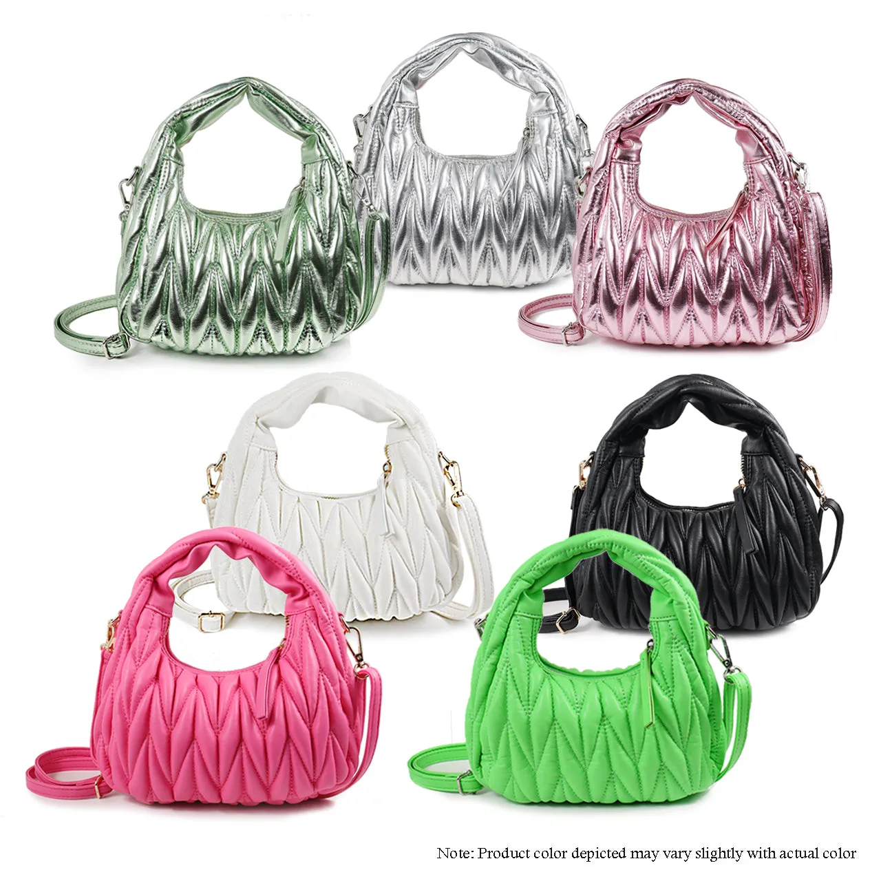 H-MIU QUILTED POUCH DESIGN W/CROSSBODY STRAP - PINK