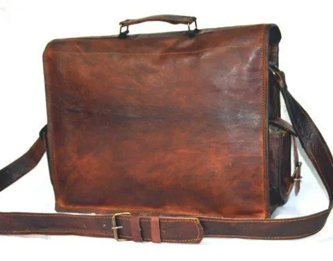 Handmadecraft ABB 18 Inch Vintage Handmade Leather Messenger Bag for Laptop Briefcase Satchel Bag