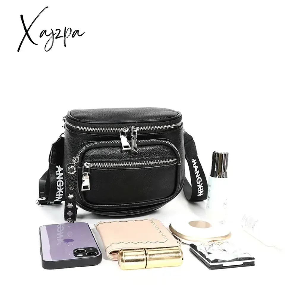 High Quality 100% Cowskin Female Shoulder Crossbody Tote Bags Genuine Leather Saddle Bags For Women Casual Wide Strap Handbags