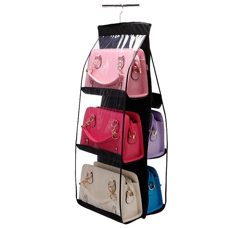 K Kudos Enterprise Multicolour 6 Pocket Handbag Hanging Bag Storage Organizer Purse Tidy Closet Purse Organizer Fashion Handbag Wardrobe Rack Hanger Pouch Holder For Purse