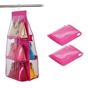 K Kudos Enterprise Multicolour 6 Pocket Handbag Hanging Bag Storage Organizer Purse Tidy Closet Purse Organizer Fashion Handbag Wardrobe Rack Hanger Pouch Holder For Purse
