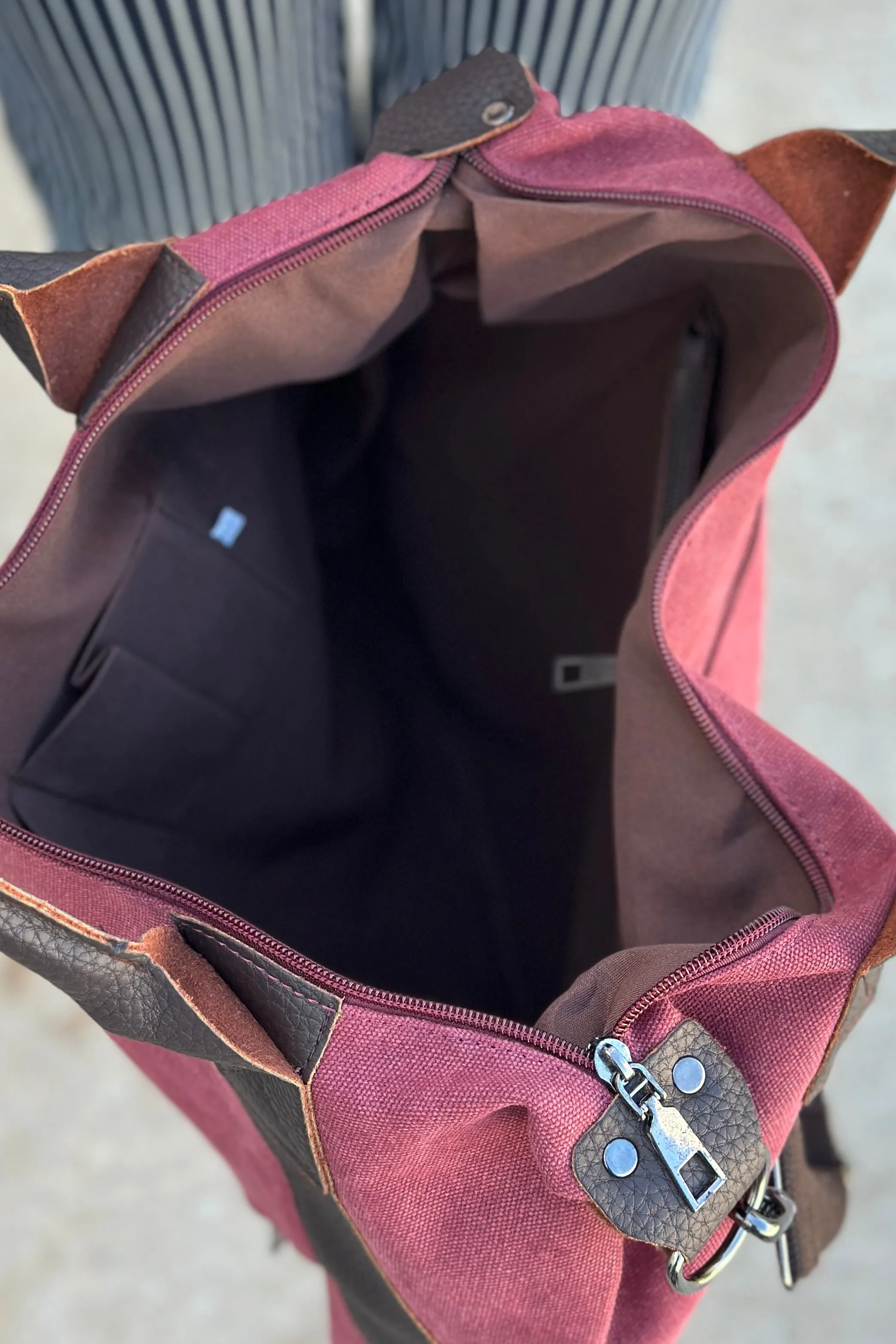 Kingsley Canvas Tote Bag - Cranberry
