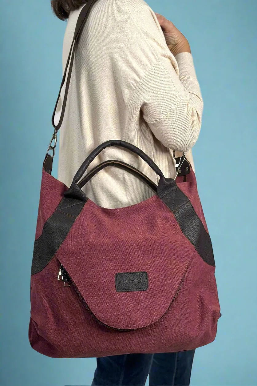 Kingsley Canvas Tote Bag - Cranberry