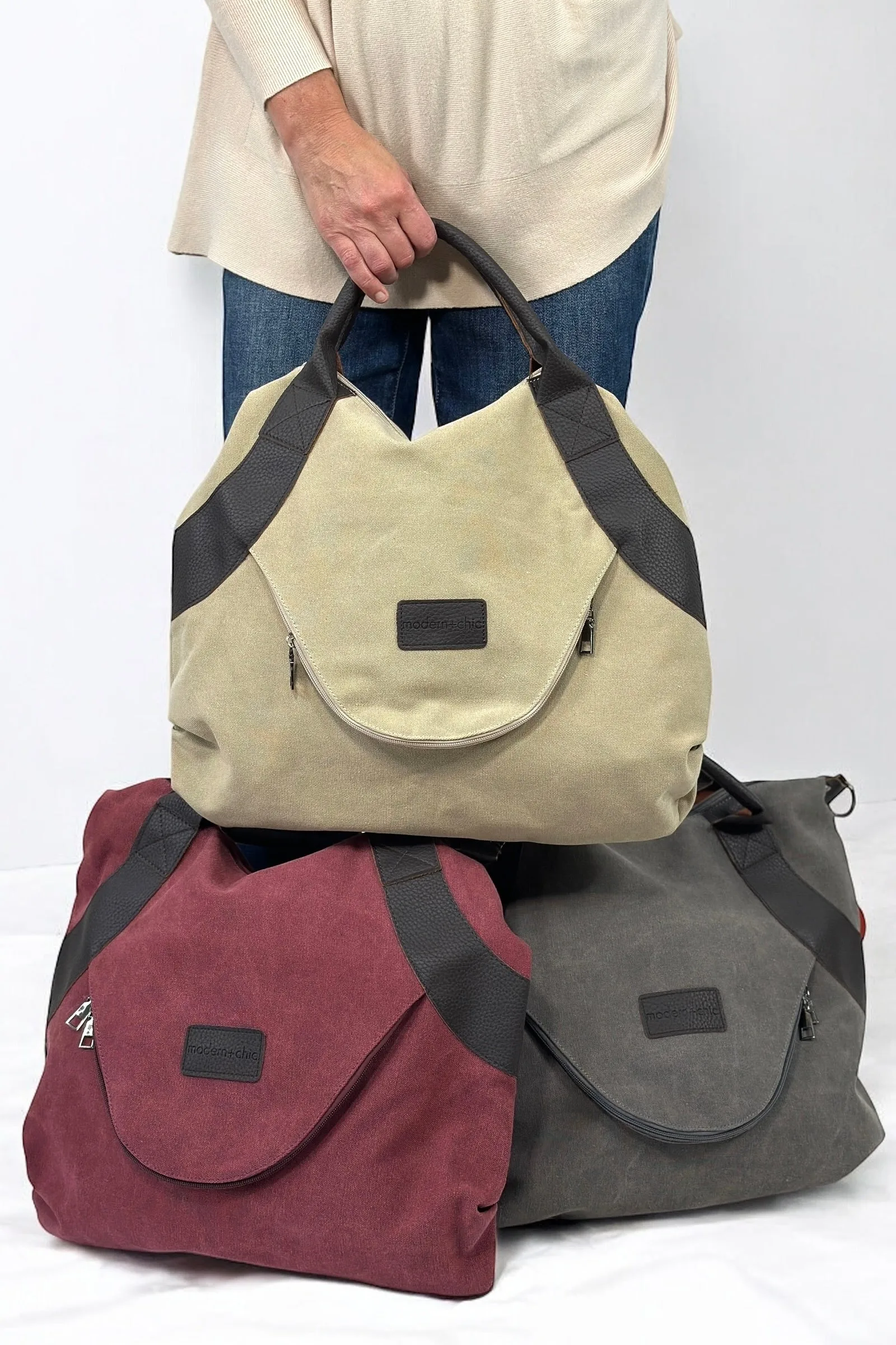 Kingsley Canvas Tote Bag - Cranberry