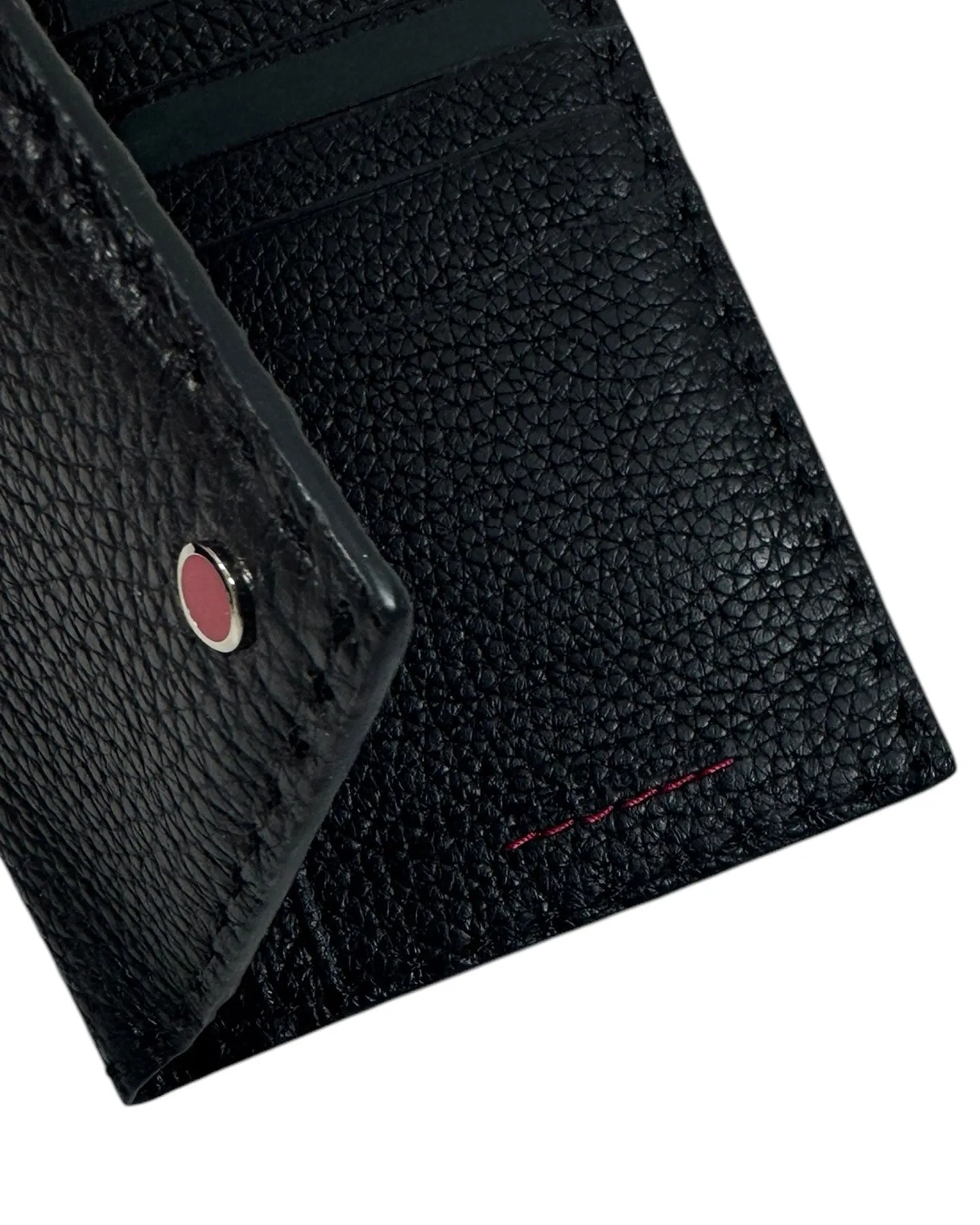 Kiton Leather Wallet Black Grain Leather