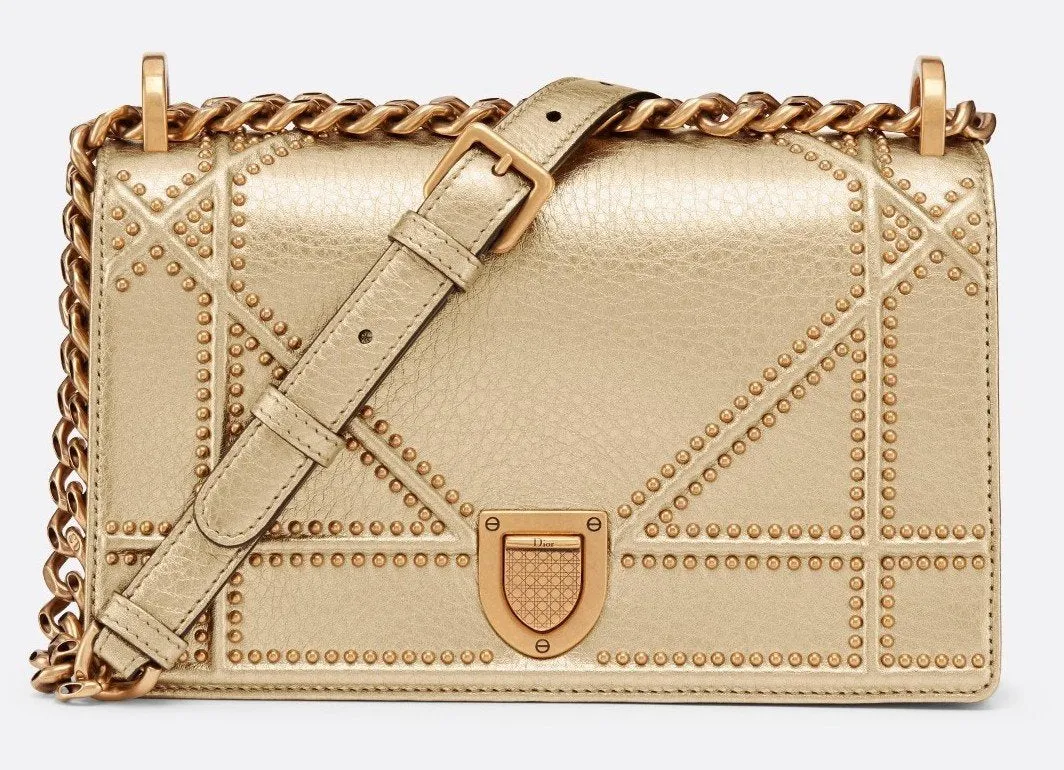 Light Gold Studded Small Diorama Bag