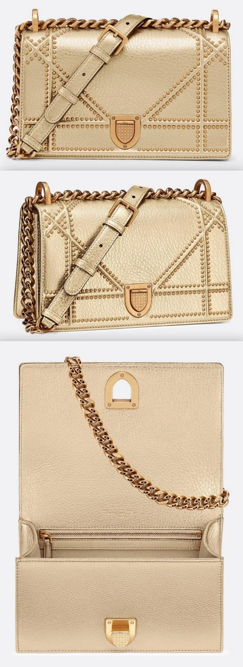 Light Gold Studded Small Diorama Bag