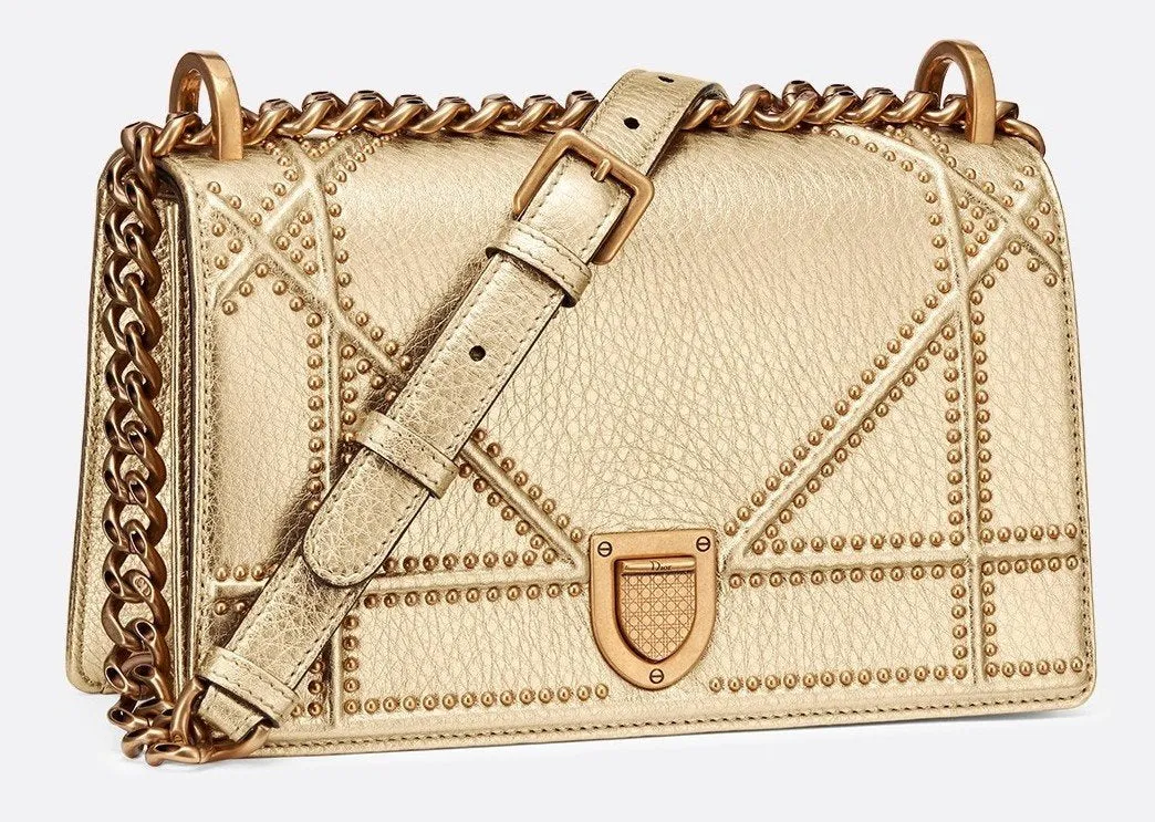 Light Gold Studded Small Diorama Bag
