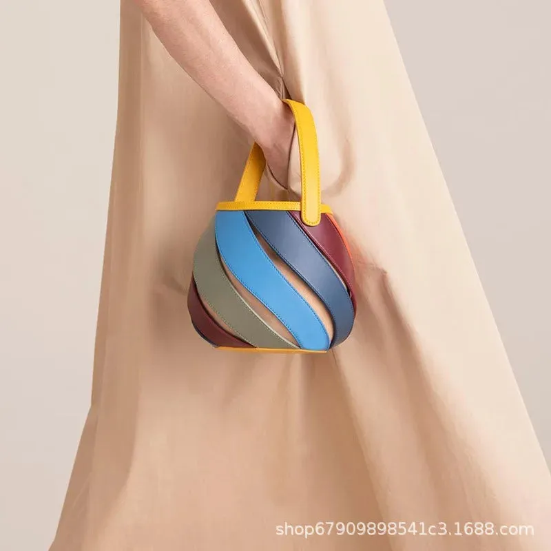 Luxury Brand Designer Women's Fashion Retro Geometric Bucket Bag - Elegant, Versatile Texture Ladies Handbag, Sac à Main Femme