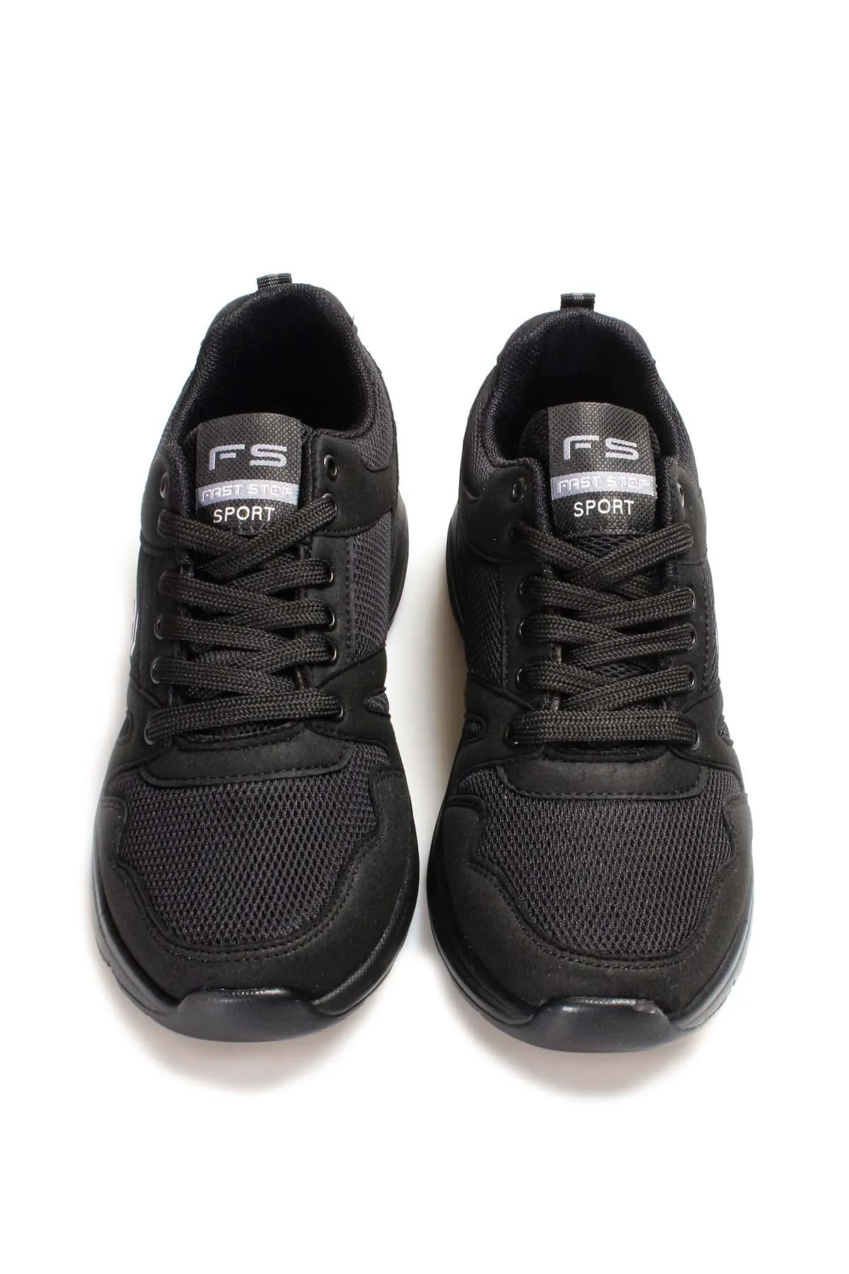Men's All-Black Athletic Sneakers with Mesh Panels - Wessi