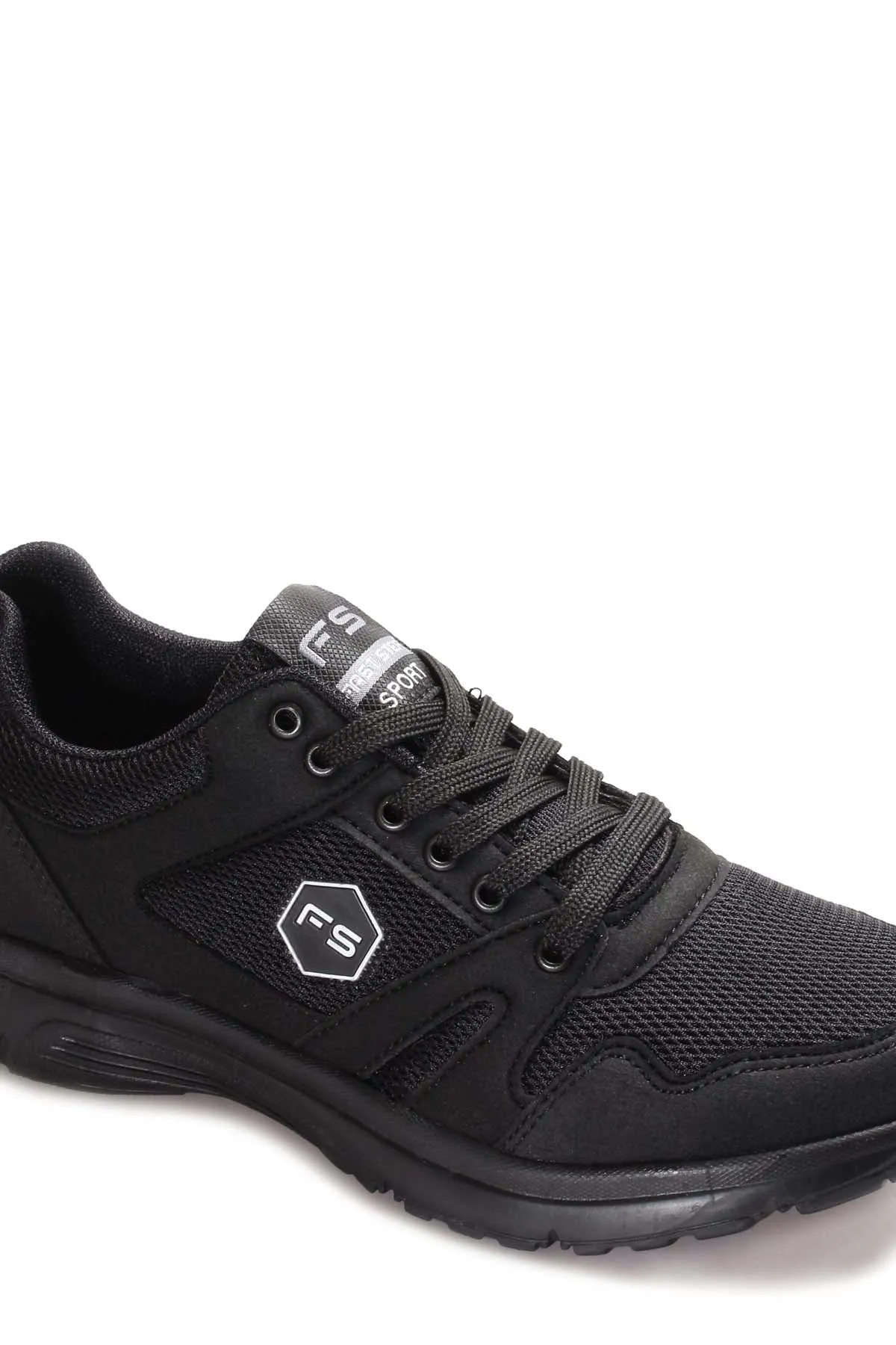 Men's All-Black Athletic Sneakers with Mesh Panels - Wessi