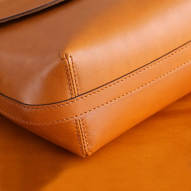 Minimalist Women Brown Leather Satchel Bag Crossbody Bags Purses for Women
