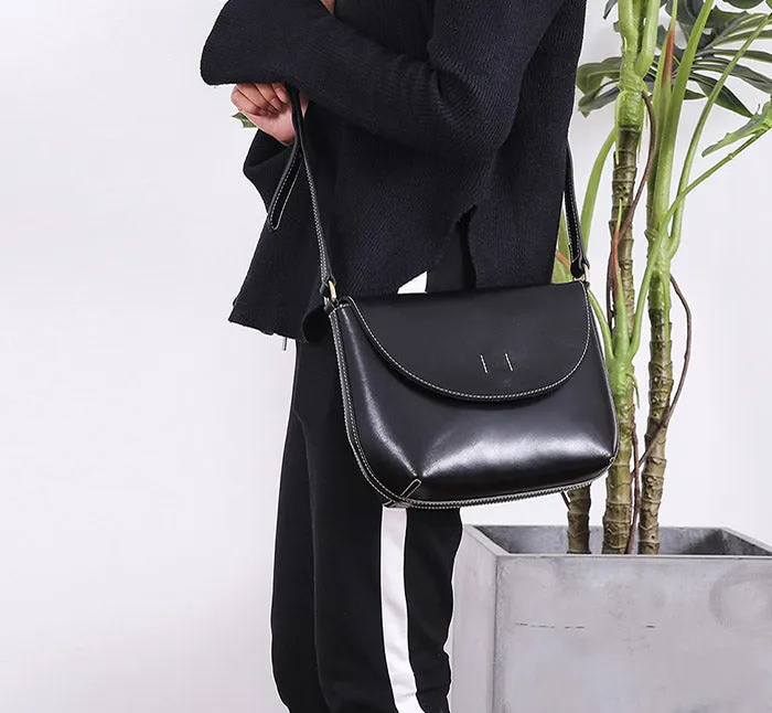 Minimalist Women Brown Leather Satchel Bag Crossbody Bags Purses for Women