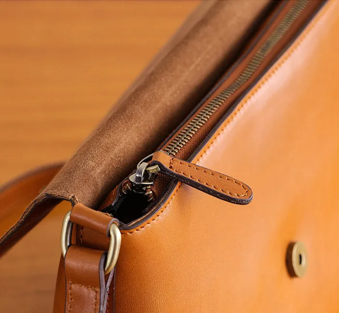 Minimalist Women Brown Leather Satchel Bag Crossbody Bags Purses for Women