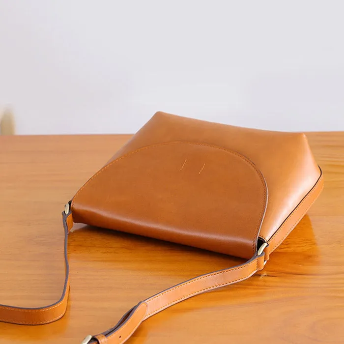 Minimalist Women Brown Leather Satchel Bag Crossbody Bags Purses for Women