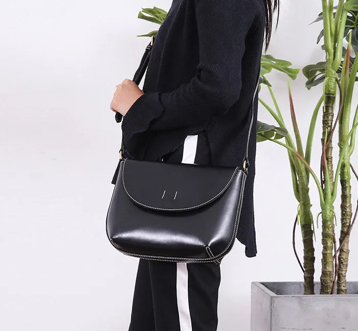 Minimalist Women Brown Leather Satchel Bag Crossbody Bags Purses for Women