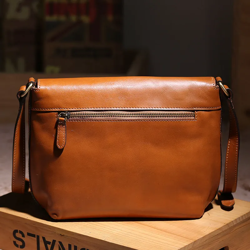 Minimalist Women Brown Leather Satchel Bag Crossbody Bags Purses for Women