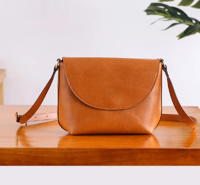 Minimalist Women Brown Leather Satchel Bag Crossbody Bags Purses for Women