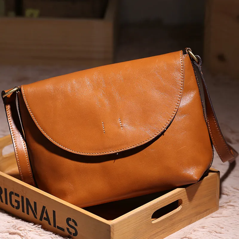 Minimalist Women Brown Leather Satchel Bag Crossbody Bags Purses for Women