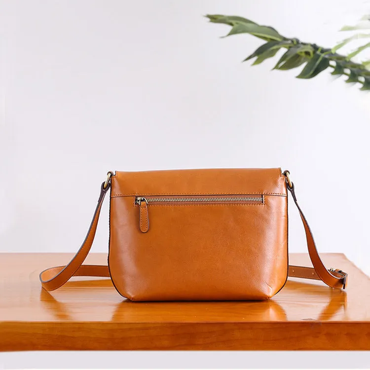 Minimalist Women Brown Leather Satchel Bag Crossbody Bags Purses for Women