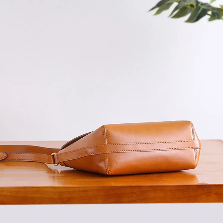 Minimalist Women Brown Leather Satchel Bag Crossbody Bags Purses for Women