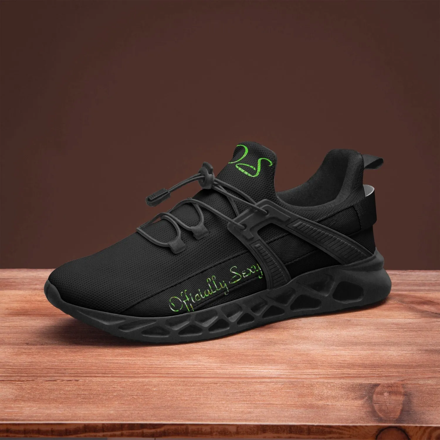 Officially Sexy Neon Green Creepy Boy Collection Black Unisex Mesh Running Shoes