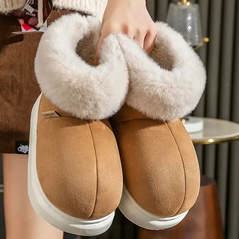 Plush Fluffy Fur Slip-on Platform Suede Snow Boots