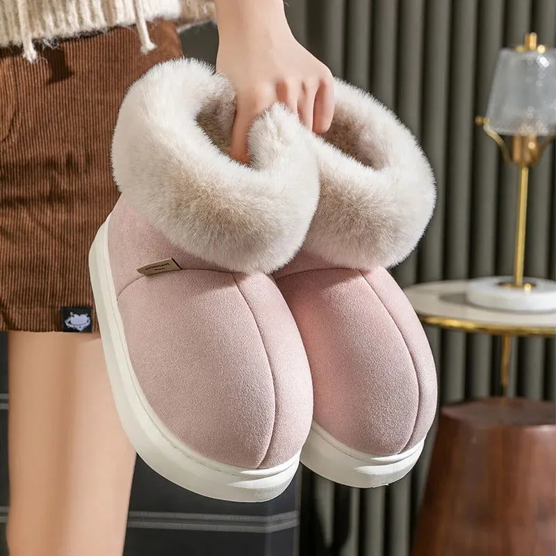 Plush Fluffy Fur Slip-on Platform Suede Snow Boots