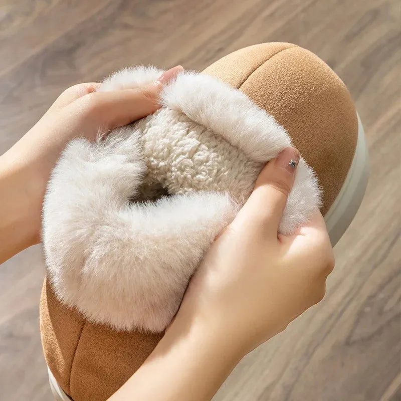 Plush Fluffy Fur Slip-on Platform Suede Snow Boots