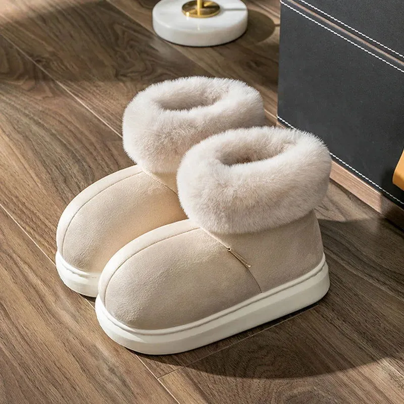 Plush Fluffy Fur Slip-on Platform Suede Snow Boots