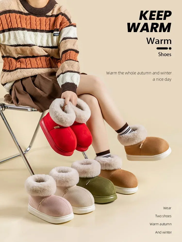 Plush Fluffy Fur Slip-on Platform Suede Snow Boots
