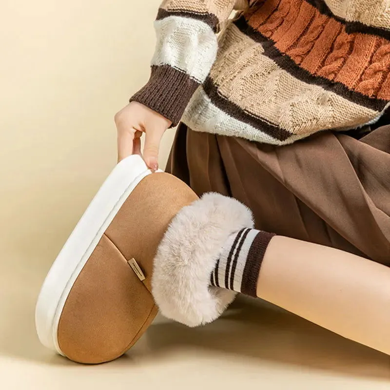 Plush Fluffy Fur Slip-on Platform Suede Snow Boots