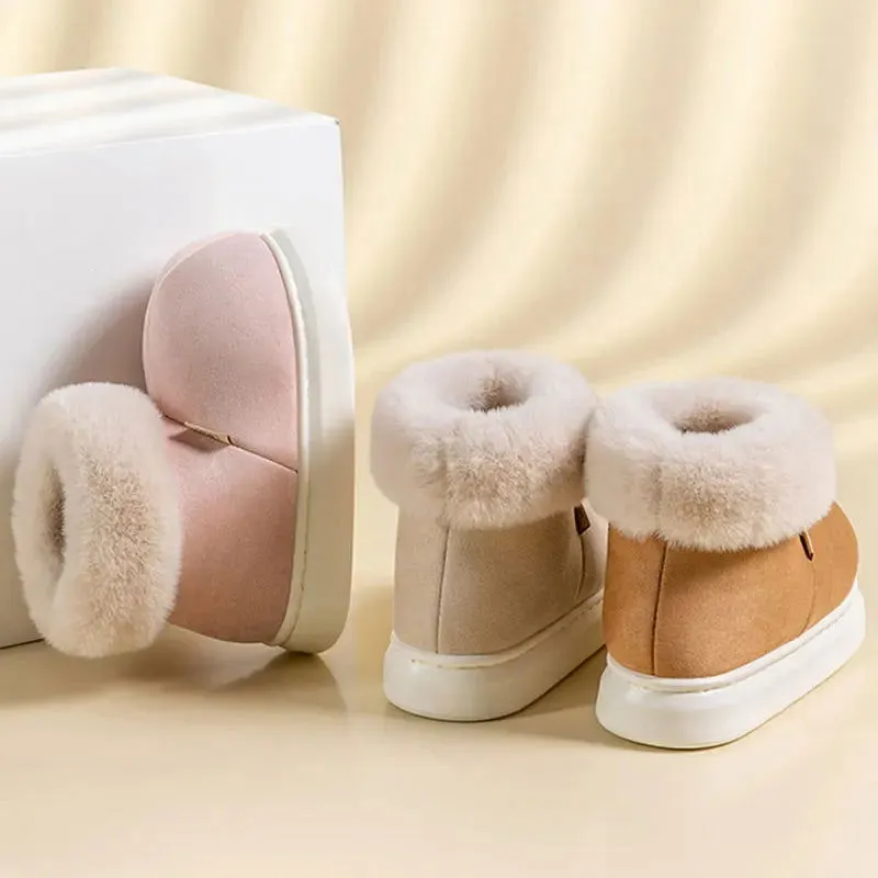 Plush Fluffy Fur Slip-on Platform Suede Snow Boots
