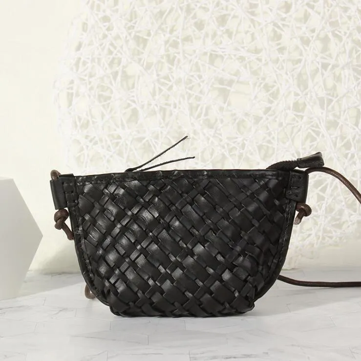 Small Ladies Woven Leather Crossbody Purse Boho Purses For Women