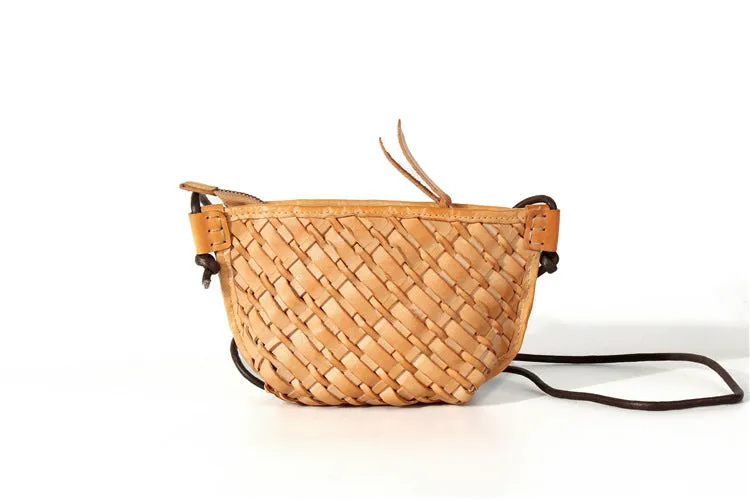 Small Ladies Woven Leather Crossbody Purse Boho Purses For Women