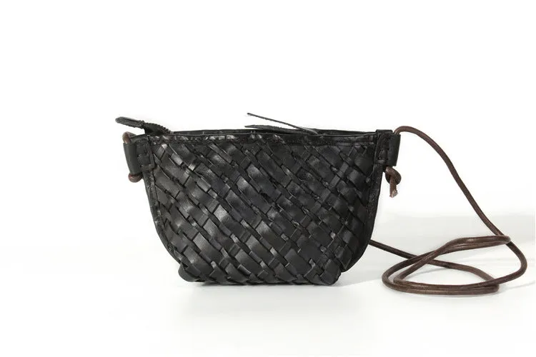 Small Ladies Woven Leather Crossbody Purse Boho Purses For Women
