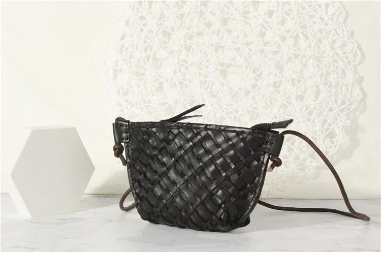 Small Ladies Woven Leather Crossbody Purse Boho Purses For Women