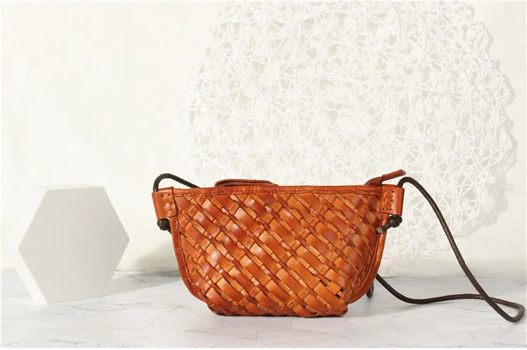 Small Ladies Woven Leather Crossbody Purse Boho Purses For Women