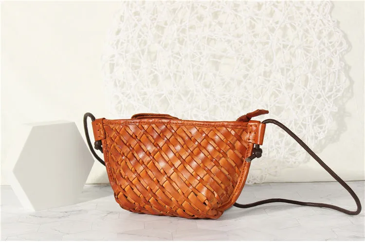 Small Ladies Woven Leather Crossbody Purse Boho Purses For Women