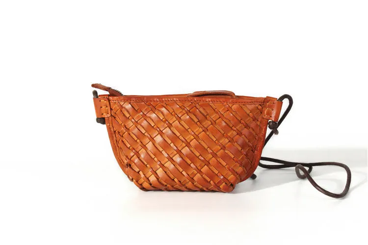 Small Ladies Woven Leather Crossbody Purse Boho Purses For Women