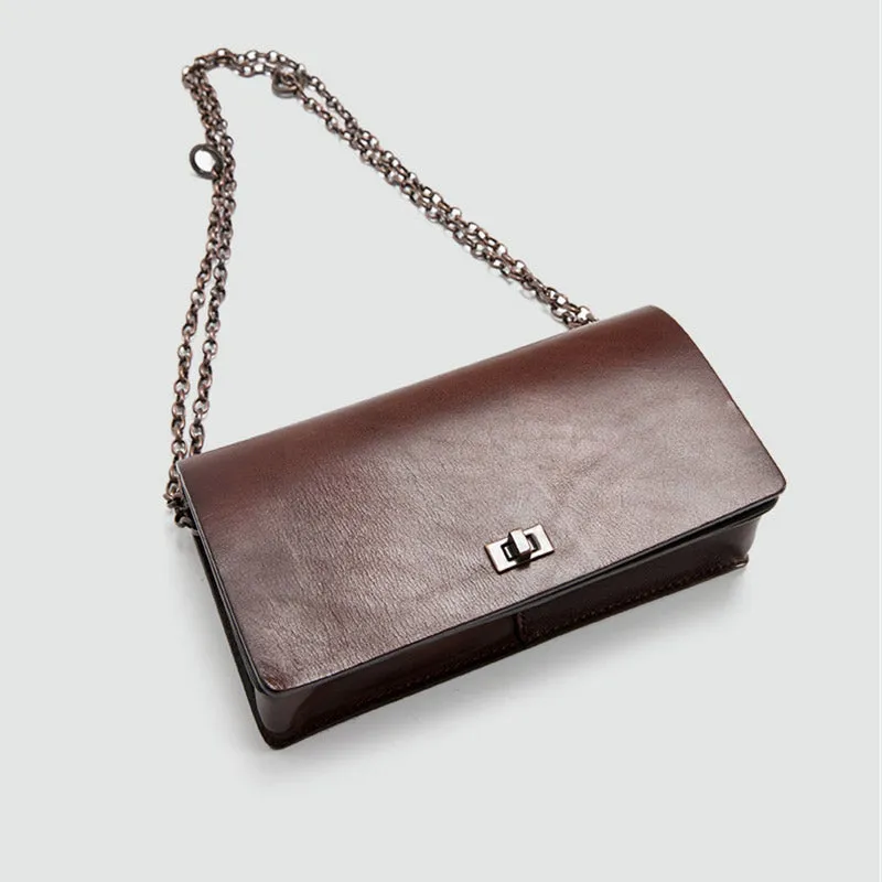 Small Women's Tan Square Leather Crossbody Bag Purse Side Bag For Womens
