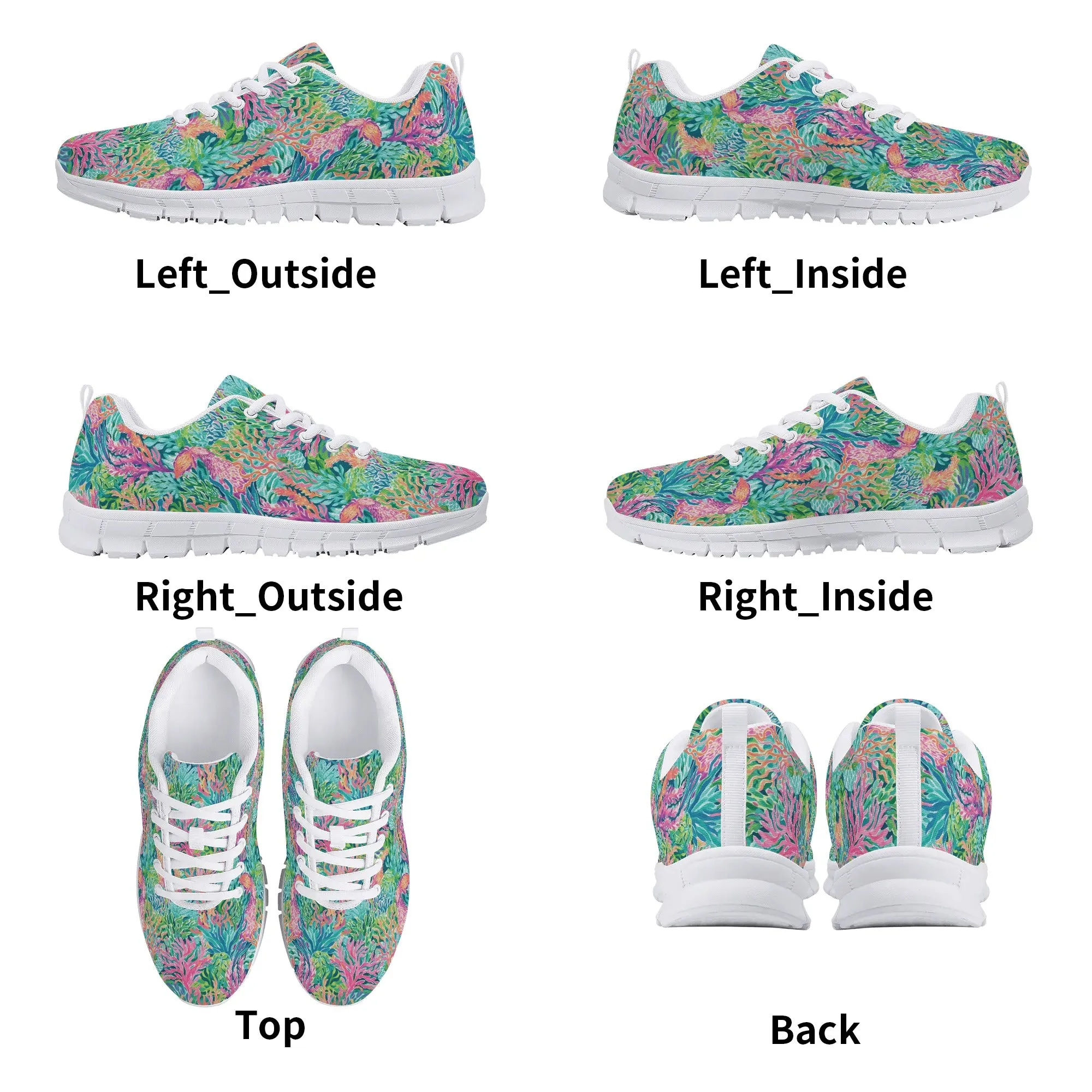 Submerged Spectrum: Vibrant Watercolor Depiction of Underwater Coral Womens EVA Mesh Running Shoes US5-US12