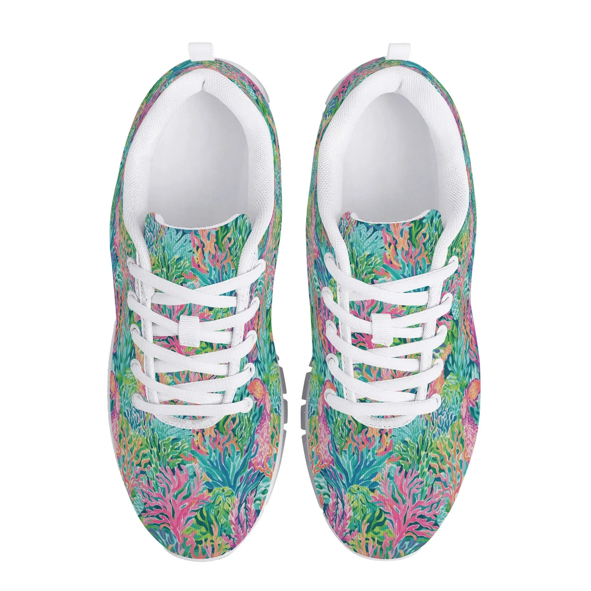 Submerged Spectrum: Vibrant Watercolor Depiction of Underwater Coral Womens EVA Mesh Running Shoes US5-US12