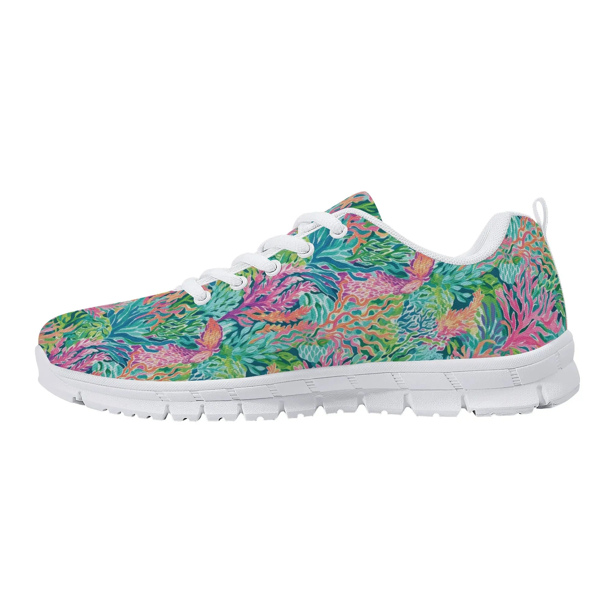 Submerged Spectrum: Vibrant Watercolor Depiction of Underwater Coral Womens EVA Mesh Running Shoes US5-US12