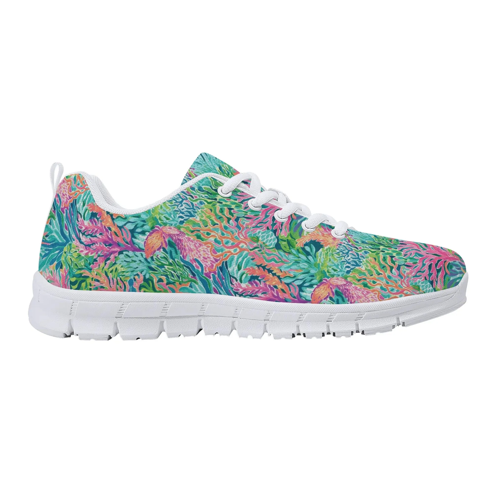 Submerged Spectrum: Vibrant Watercolor Depiction of Underwater Coral Womens EVA Mesh Running Shoes US5-US12