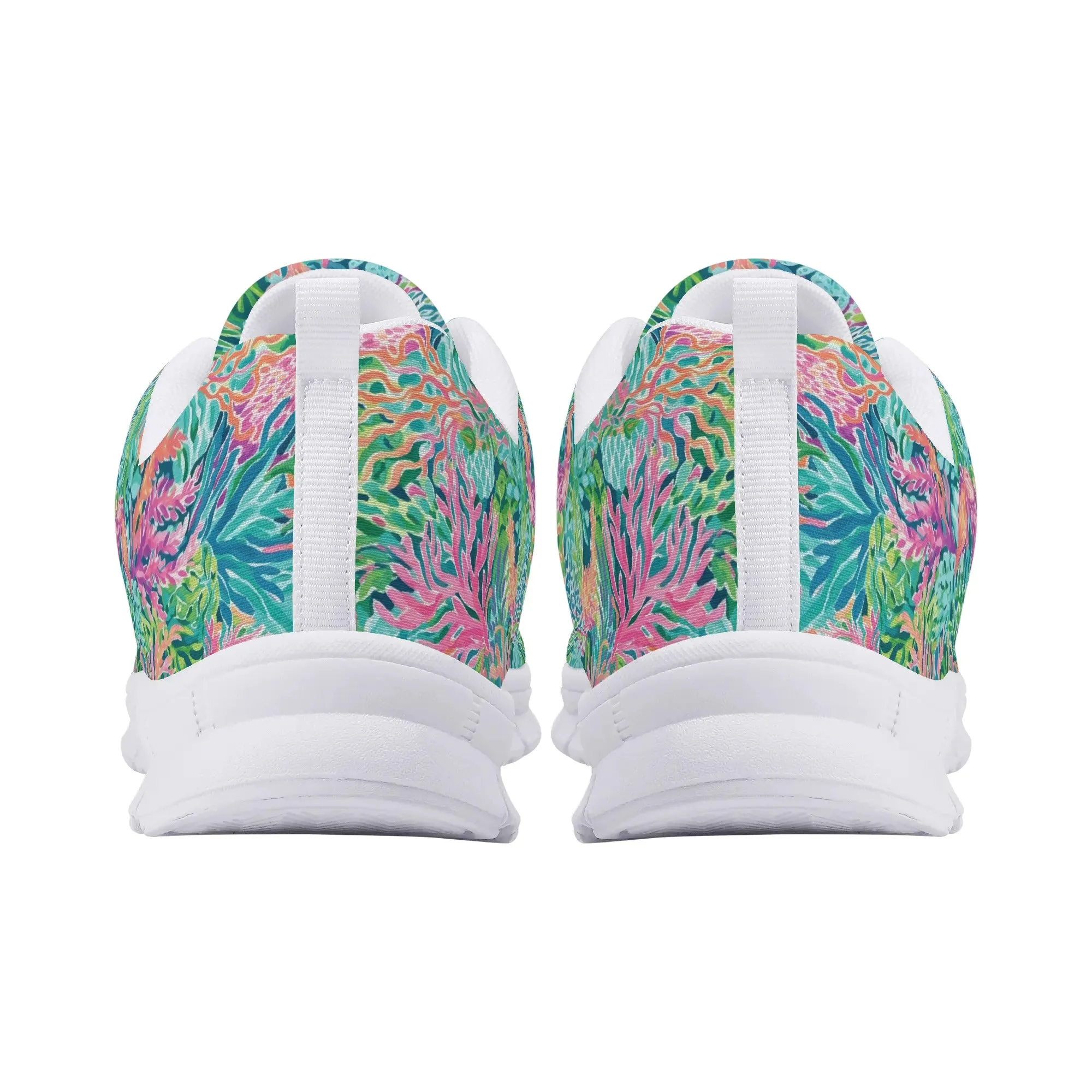 Submerged Spectrum: Vibrant Watercolor Depiction of Underwater Coral Womens EVA Mesh Running Shoes US5-US12