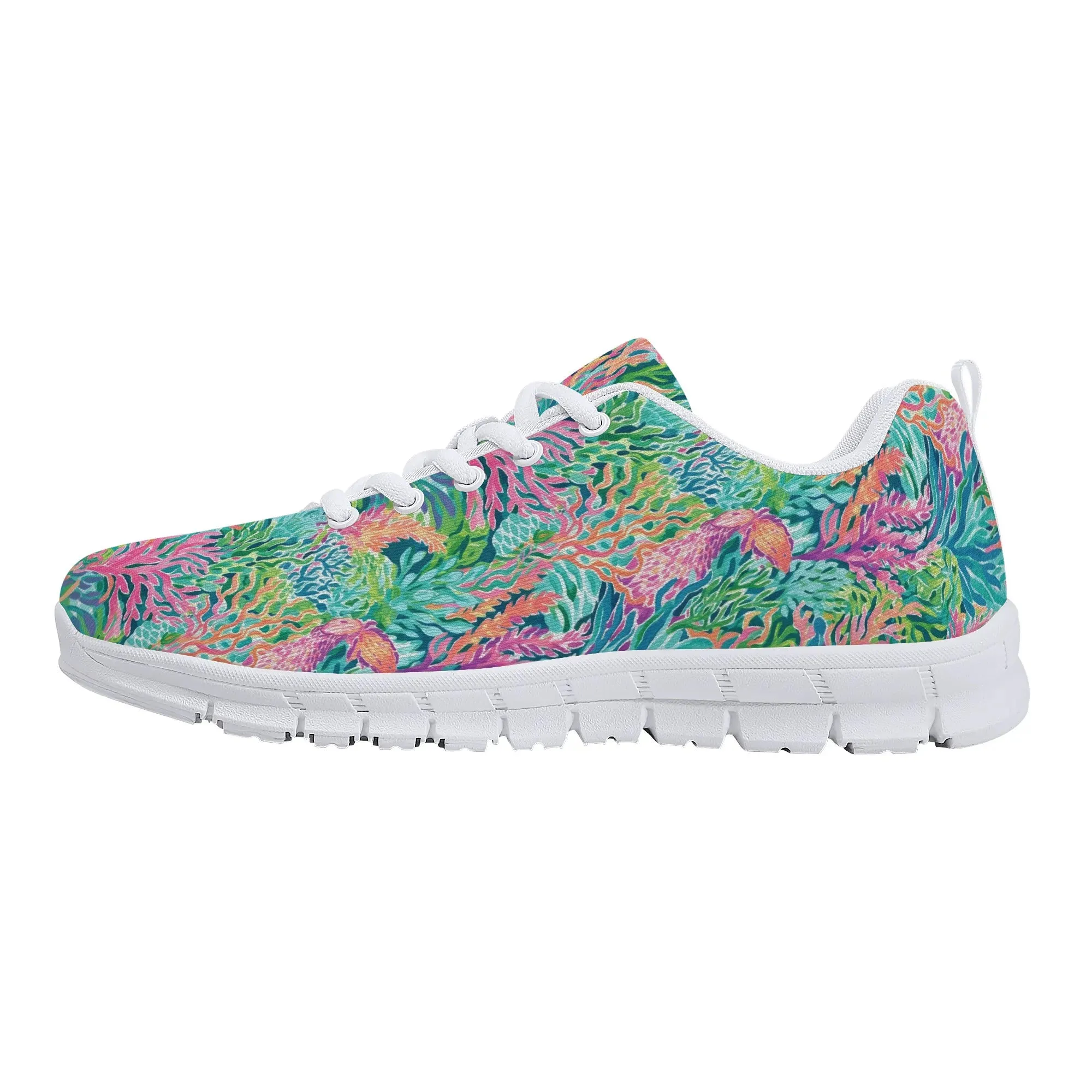 Submerged Spectrum: Vibrant Watercolor Depiction of Underwater Coral Womens EVA Mesh Running Shoes US5-US12